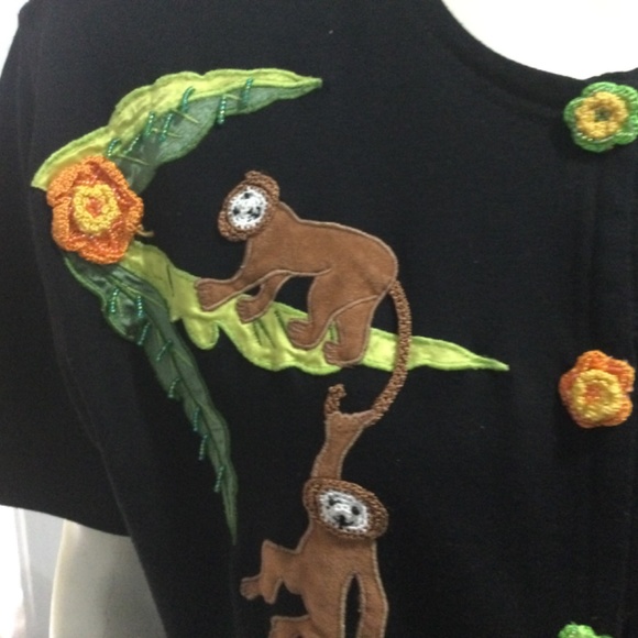 Vintage Lisa womens top.Black large.Monkeys. - Picture 2 of 6